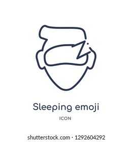 Linear sleeping emoji icon from Emoji outline collection. Thin line sleeping emoji icon vector isolated on white background. sleeping emoji trendy illustration