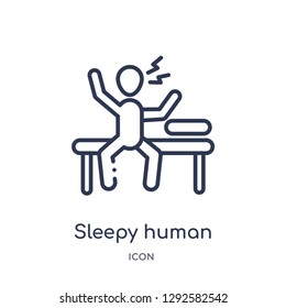 Linear sleepy human icon from Feelings outline collection. Thin line sleepy human icon vector isolated on white background. sleepy human trendy illustration