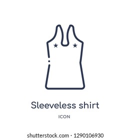 Linear sleeveless shirt icon from Clothes outline collection. Thin line sleeveless shirt vector isolated on white background. sleeveless shirt trendy illustration