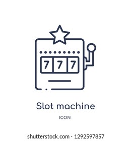 Linear slot machine icon from Entertainment and arcade outline collection. Thin line slot machine icon vector isolated on white background. slot machine trendy illustration