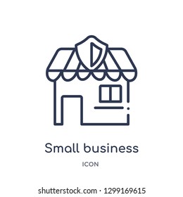 Linear small business insurance icon from Insurance outline collection. Thin line small business insurance icon isolated on white background. small business insurance trendy illustration