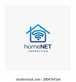 Lineares Smarthome-Net-Service, Wireless-House-Logo, Vektorsymbol