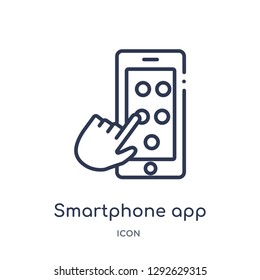 Linear smartphone app icon from Education outline collection. Thin line smartphone app icon vector isolated on white background. smartphone app trendy illustration