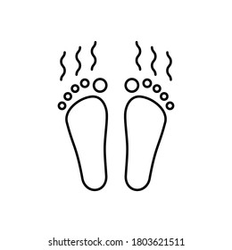linear smelly feet icon. concept of prevent unclean or infection disease foot. symbol of dermatology sick problem skin, the personal hygiene rule. simple sign isolated on white for print or web