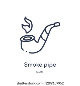 Linear smoke pipe icon from Luxury outline collection. Thin line smoke pipe icon isolated on white background. smoke pipe trendy illustration