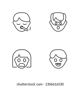 Linear Smoked, Sca, Superhero, Joyful Vector Illustration Of 4 outline Icons. Editable Pack Of Smoked, Sca, Superhero, Joyful