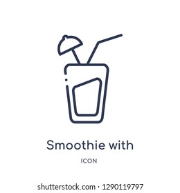 Linear smoothie with straw icon from Cinema outline collection. Thin line smoothie with straw vector isolated on white background. smoothie with straw trendy illustration