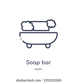 Linear soap bar icon from Beauty outline collection. Thin line soap bar vector isolated on white background. 