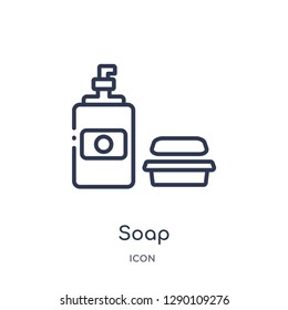 Linear soap icon from Cleaning outline collection. Thin line soap vector isolated on white background. soap trendy illustration