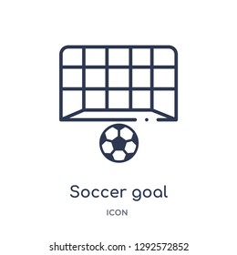 Linear soccer goal icon from Football outline collection. Thin line soccer goal icon vector isolated on white background. soccer goal trendy illustration