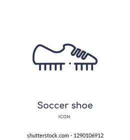 Linear soccer shoe icon from Clothes outline collection. Thin line soccer shoe vector isolated on white background. soccer shoe trendy illustration