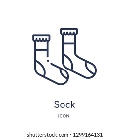Linear sock icon from Kids and baby outline collection. Thin line sock icon isolated on white background. sock trendy illustration