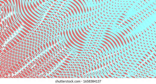 Linear soft wavy background with diagonal stripes in trendy spring color 2020 aqua menthe with glow effect. Perfect for abstract saver with addition of your text, header, cover, book.