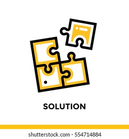 Linear solution icon for startup business. Pictogram in outline style. Vector flat line icon suitableÂ for mobile apps,Â websites and presentation 