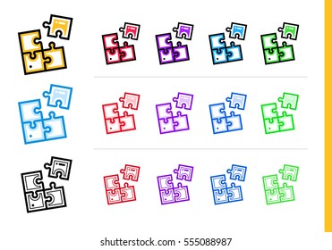 Linear solution icon for startup business in different colors. Vector elements suitable for website, mobile application and presentation 