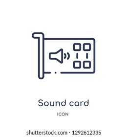 Linear sound card icon from Electronic devices outline collection. Thin line sound card icon vector isolated on white background. sound card trendy illustration