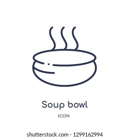 Linear soup bowl icon from Kitchen outline collection. Thin line soup bowl icon isolated on white background. soup bowl trendy illustration
