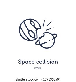 Linear space collision icon from Astronomy outline collection. Thin line space collision vector isolated on white background. 