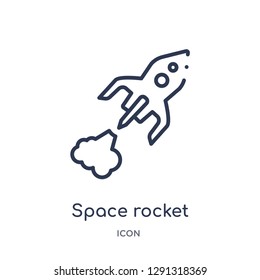 Linear space rocket icon from Astronomy outline collection. Thin line space rocket vector isolated on white background. 