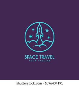 Linear space travel logo design template. Vector illustration.
