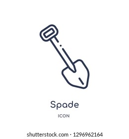 Linear spade icon from Construction and tools outline collection. Thin line spade icon isolated on white background. spade trendy illustration