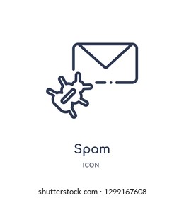 Linear spam icon from Internet security outline collection. Thin line spam icon isolated on white background. spam trendy illustration