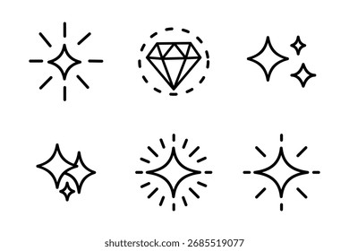 Lineares Funkeln und leuchtende Sternsymbole
