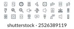 linear speaker icon pack. vector thin line speaker, speaker, no sound, icons suitable for apps and websites ui designs