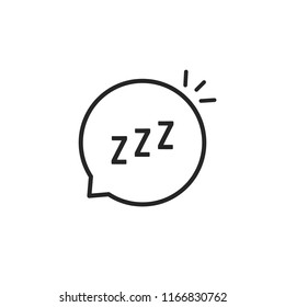 linear speech bubble like zzz logo. concept of funny snoring sign for web and napping icon. flat stroke style trend modern logotype graphic thin line art design isolated on white