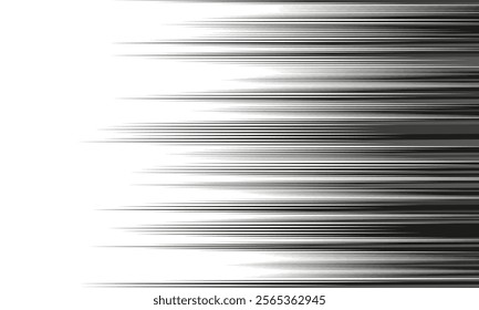 Linear speed lines in black and white comic style background. Abstract speed line style black color banner design template