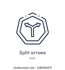 Linear split arrows icon from Arrows outline collection. Thin line split arrows vector isolated on white background. split arrows trendy illustration
