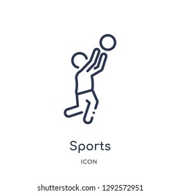 Linear sports icon from Free time outline collection. Thin line sports icon vector isolated on white background. sports trendy illustration