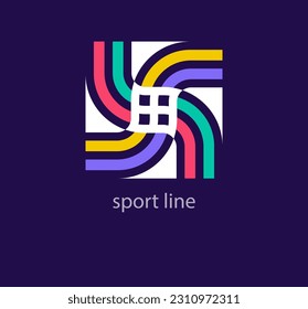 Linear sports team logo. Unique color transitions. Creative geometric logo template. vector