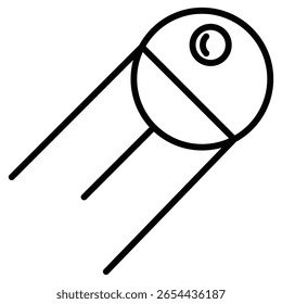 Icono de sputnik lineal Vector de letrero plano de contorno blanco y negro