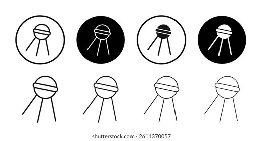 Linear sputnik icon Flat art illustration in outline