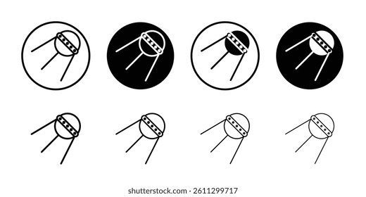 Linear sputnik icon Flat illustration sign