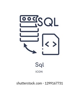 Linear sql icon from Internet security and networking outline collection. Thin line sql icon isolated on white background. sql trendy illustration
