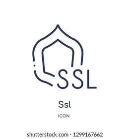 Linear ssl icon from Internet security outline collection. Thin line ssl icon isolated on white background. ssl trendy illustration