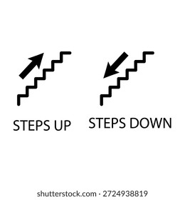 Icono de escalera lineal. Símbolo de movimiento de contorno. Vector de transición de Profesional. Orientación de la escalera de navegación. EPS 10.
