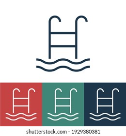 Linear stairs to pool  vector icon