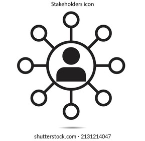 Icono gráfico de ilustración de vector de las partes interesadas lineales en el fondo