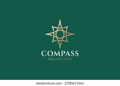 Logotipo de brújula de estrella lineal Emblema Abstractas Identidad de marca de lujo para empresa elegante