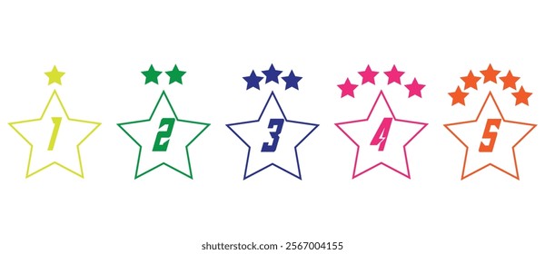  linear star rating signs in flat vector icon 