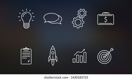 Linear startup icons set. Universal startup icon to use in web and mobile UI. Vector illustration.