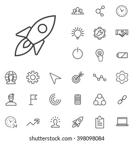 Linear Startup Icons Set. Universal Startup Icon To Use In Web And Mobile UI. Startup Basic UI Elements Set