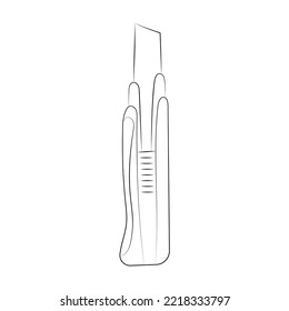 Linear stationery knife icon, office and construction tool isolated on white background. cutter knife