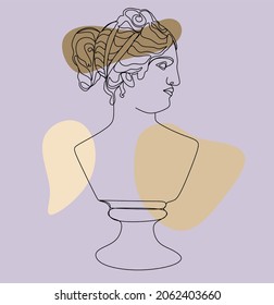 Linear statue man with shapes and scribbles. One continuous line sculpture. Creative collage. Background for social media posts, packaging, textiles, stationery design, poster.