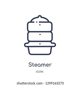 Linear steamer icon from Kitchen outline collection. Thin line steamer icon isolated on white background. steamer trendy illustration