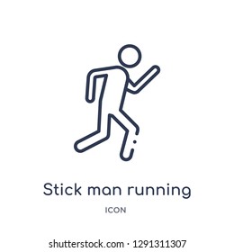 Linear stick man running icon from Behavior outline collection. Thin line stick man running vector isolated on white background. 