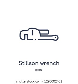 Linear stillson wrench icon from Construction tools outline collection. Thin line stillson wrench vector isolated on white background. stillson wrench trendy illustration